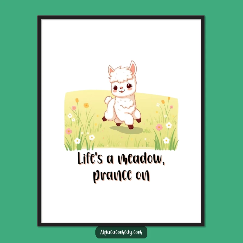 Free Printable Baby Alpaca Wall Art: Joyful Prancing Meadow Scene Decor!