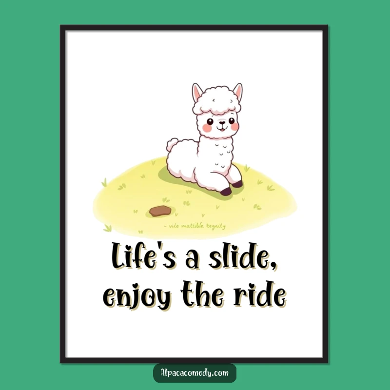 Funny Free Printable Alpaca Wall Art - Slides Down Hill