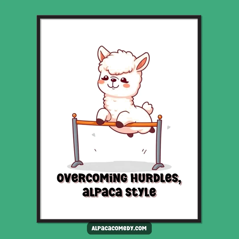 Funny Free Printable Alpaca Wall Art: Exciting Hurdle Leap
