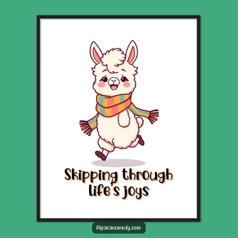 Free Printable Wall Art: Skippy Alpaca Vibes - Funny Humorous Downloadable Decor