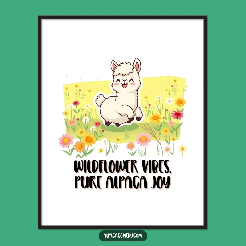 Free Printable Wall Art: Joyful Alpaca rolling in Wildflowers, Funny Downloadable Decor!