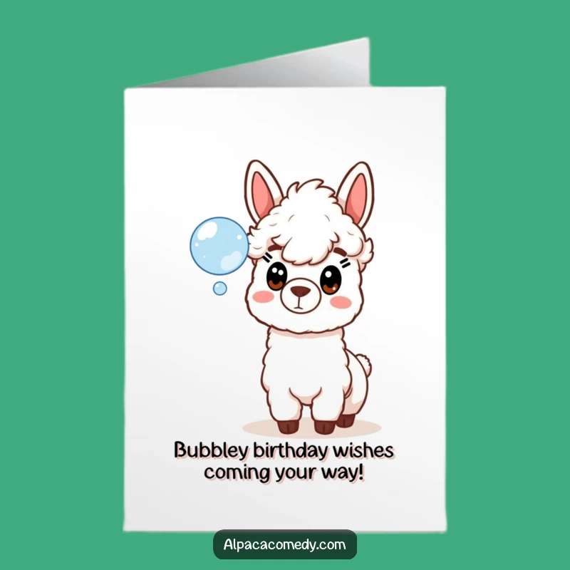 Funny Free Printable Alpaca Birthday Card: Surprised Llama Bubble Surprise Downloadable Gift