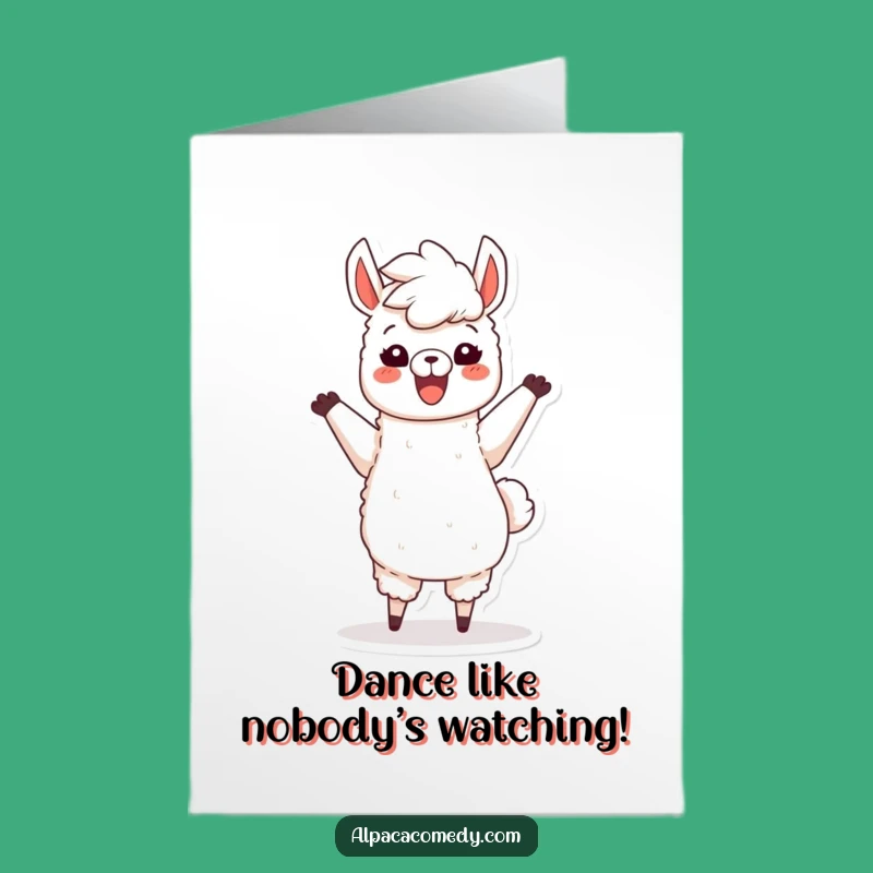 Free Printable Birthday Card: Dancing Alpaca Joy - Funny Downloadable Gift
