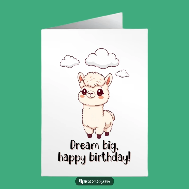 Free Printable Funny Alpaca Birthday Card: Cloud Gazing Fun