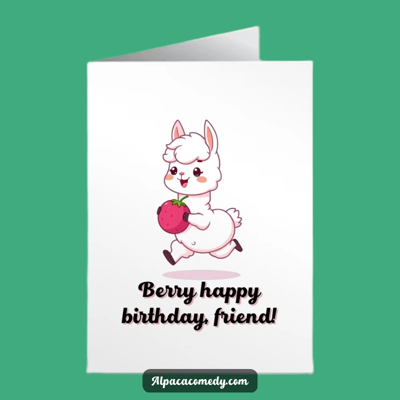 Free Printable Alpaca Birthday Card: Funny Skipping Berry Design for a Joyful, Downloadable Gift