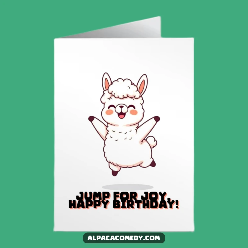 Free Printable Alpaca Birthday Card: Jumping Alpaca for an Energetic Downloadable Gift