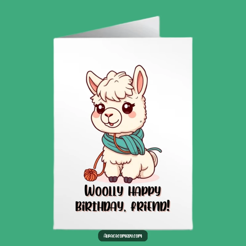 Free Printable Alpaca Birthday Card: Kawaii Yarn Alpaca for a Cozy Downloadable Gift