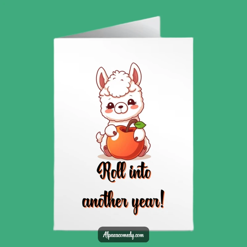 Free Printable Alpaca Birthday Card: Nudging Apple Fun, Downloadable & Playful