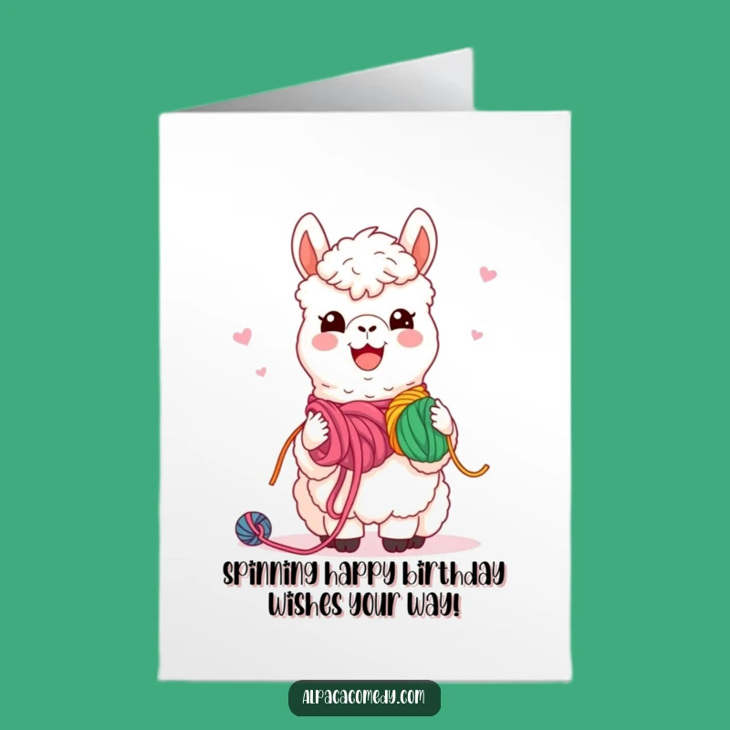 Free Printable Birthday Card: Funny Kawaii Alpaca Yarn Share, Downloadable Gift