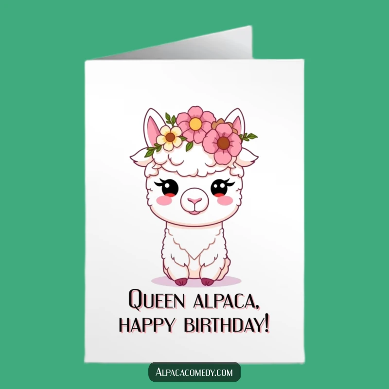 Free Printable Birthday Card: Sweet Kawaii Alpaca Flower Crown, Thoughtful Downloadable Gift