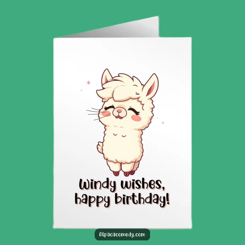Free Printable Funny Alpaca Birthday Card: Giggling Pal Groomed by Wind