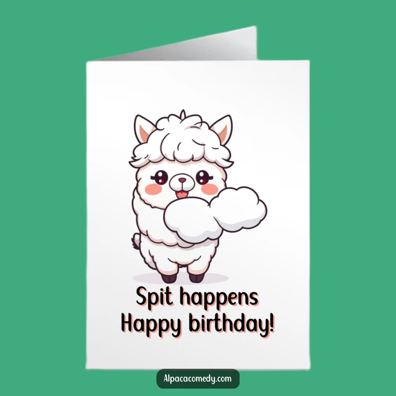 Free Printable Funny Alpaca Birthday Card: Spitting Clouds, Laughs Guaranteed!