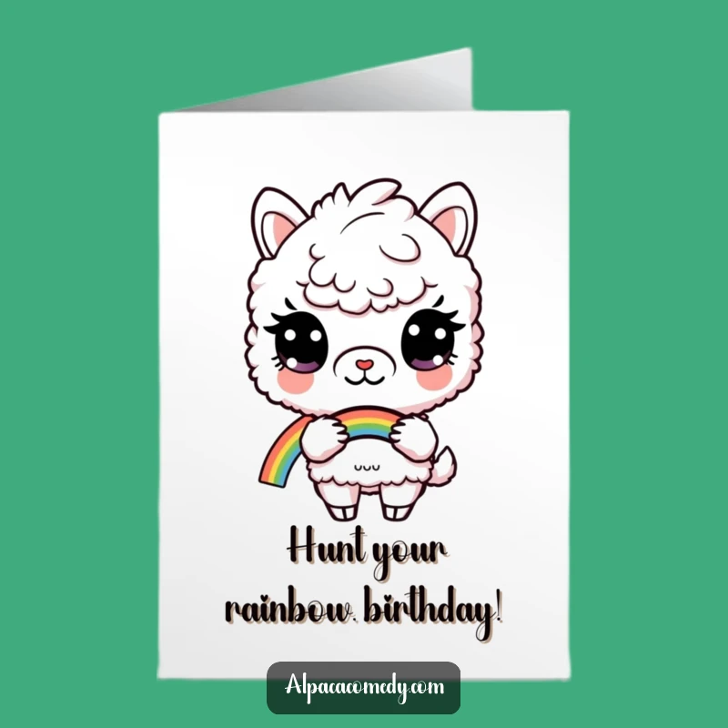 Free Printable Rainbow Alpaca Birthday Card: Curious Wishes, Colorful Fun!