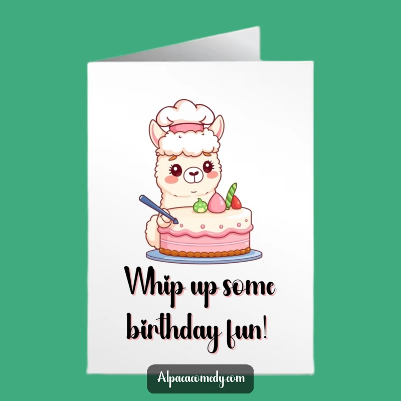 Funny Chef Alpaca Birthday Card: Free Printable Cake Decorating Fun Downloadable