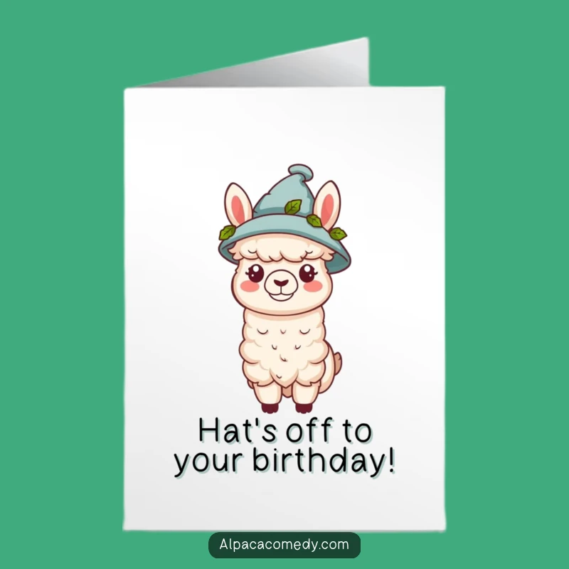 Free Printable Funny Alpaca Birthday Card - Tiny Leaf Hat