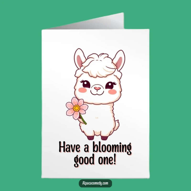 Free Printable Birthday Card: Winking Alpaca Bloom - Funny Downloadable Gift