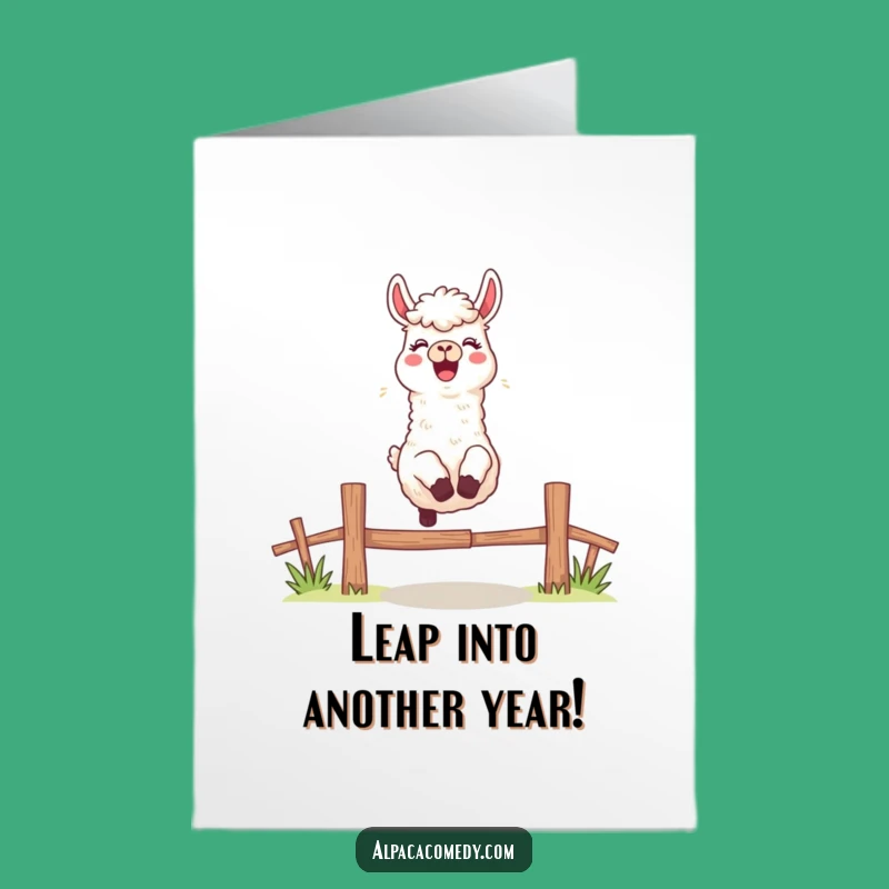 Free Printable Birthday Card: Leaping Alpaca Fun - Funny Downloadable Gift