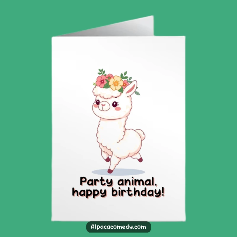 Free Printable Alpaca Birthday Card: Fluffy Flower Crown Charm for a Hilarious Downloadable Gift