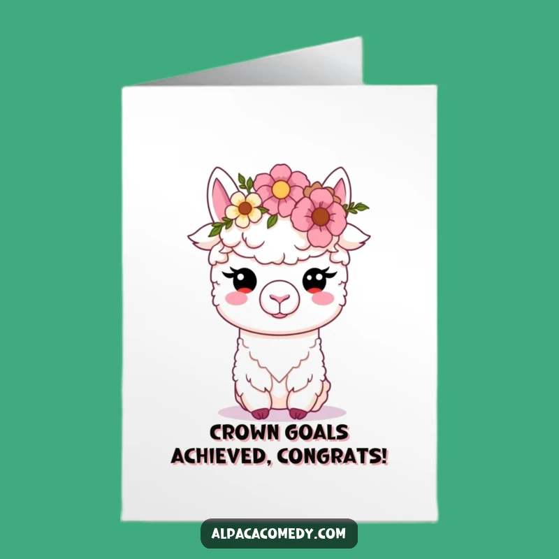 Free Printable Congrats Card: Adorable Alpaca Flower Crown, Sweet Downloadable Celebration