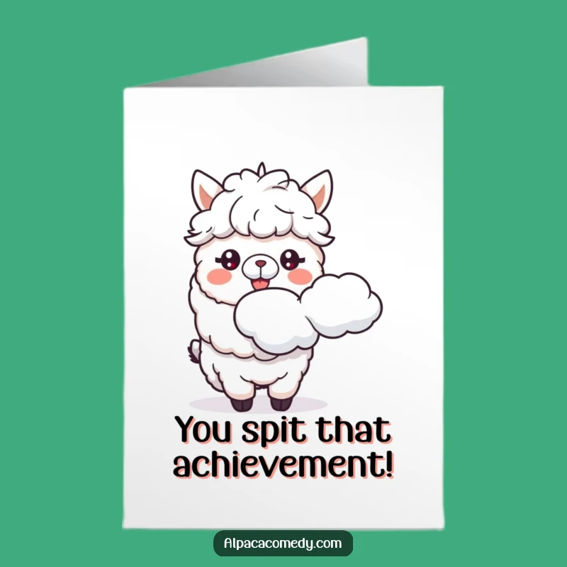 Free Printable Alpaca Congratulations Card: Celebrate with a Humorous Cloud Spit!