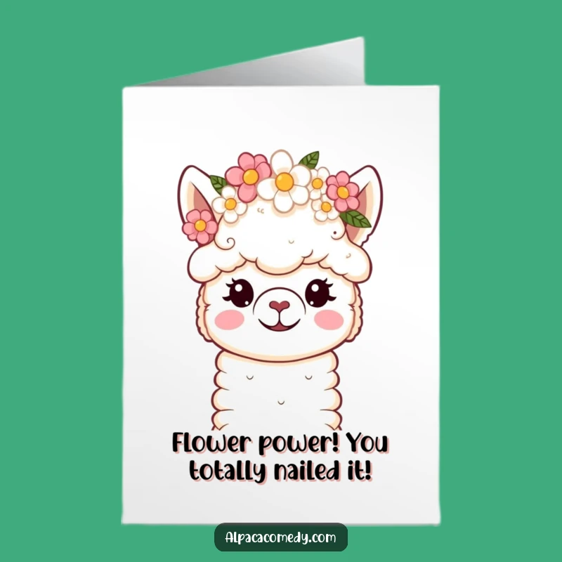 Free Printable Congrats Card: Adorable Kawaii Alpaca Flower Crown, Downloadable Gift