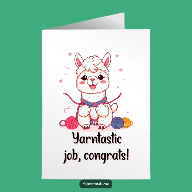Free Printable Congrats Card: Generous Alpaca Yarn Sharing, Celebratory Downloadable Message