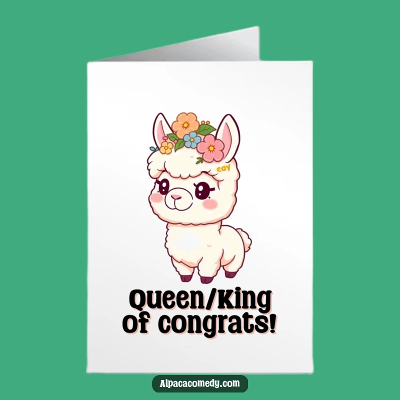 Free Printable Flower Crown Alpaca Congratulations Card: Playful Success, Floral Cheers!