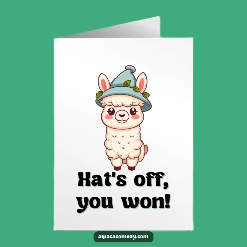 Kawaii Alpaca Congratulations Card - Free Printable Leafy Hat