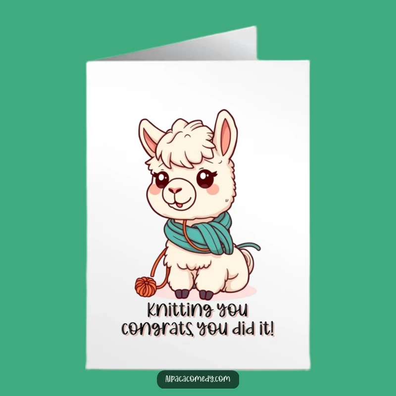 Free Printable Alpaca Congrats Card: Kawaii Yarn Alpaca for a Sweet Downloadable Gift