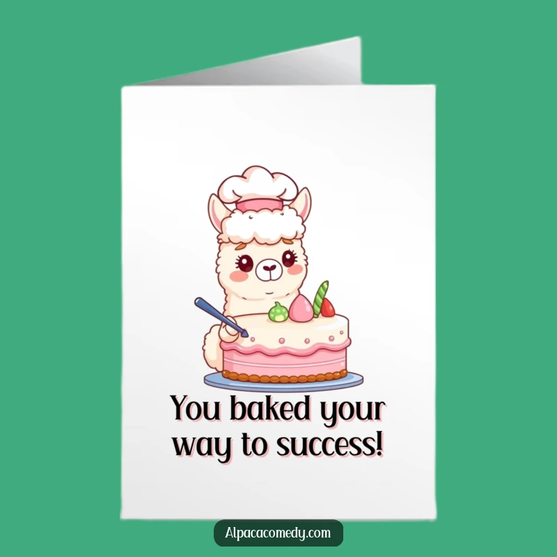 Free Printable Chef Alpaca Congrats Card: Hilarious Downloadable Celebration Gift