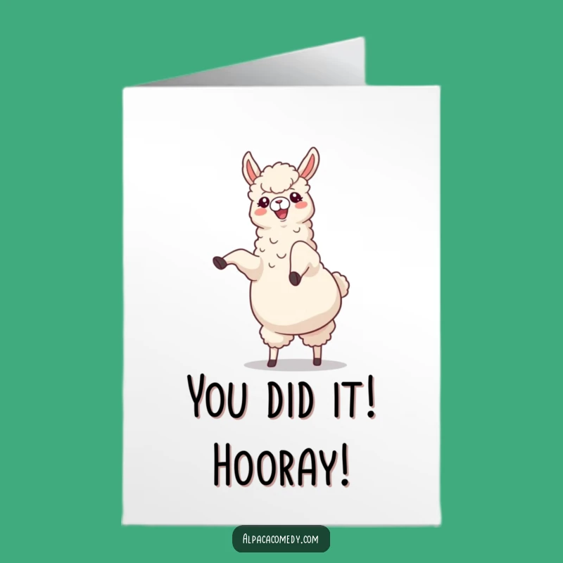 Free Printable Congratulations Card: Funny Alpaca Cartwheel Celebration Downloadable