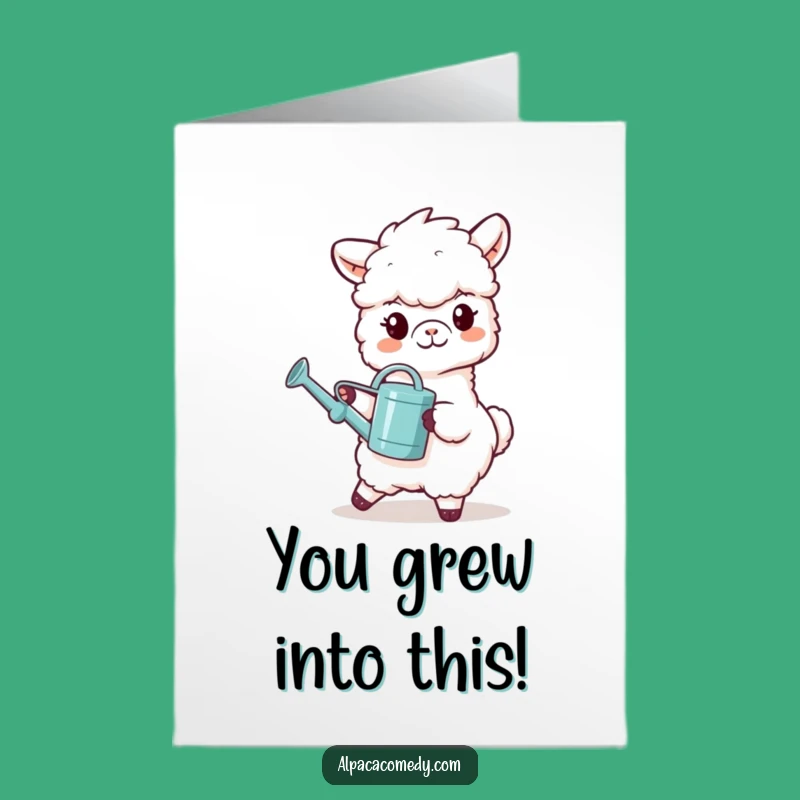 Free Printable Alpaca Congrats Card: Nurturing Success, Downloadable Growth Cheer