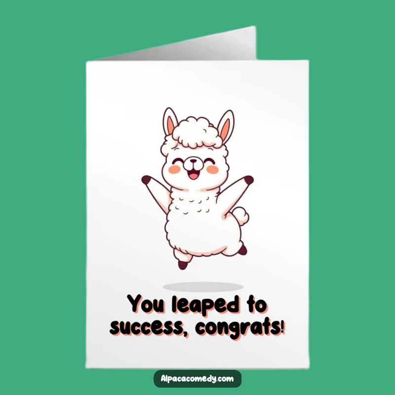 Free Printable Alpaca Congrats Card: Joyful Jumping Alpaca for a Celebratory Downloadable Gift