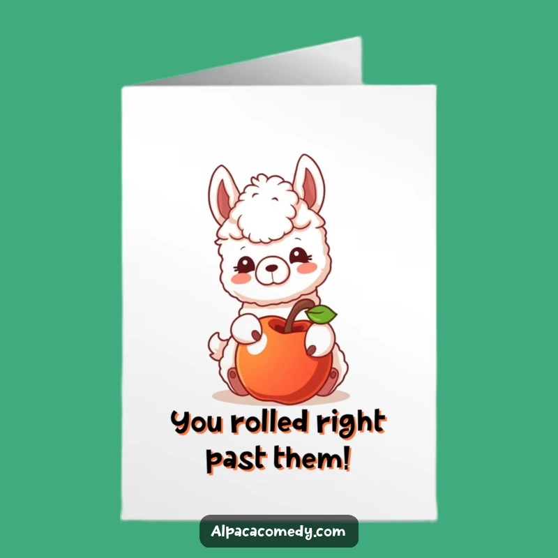 Free Printable Alpaca Congrats Card: Apple Nudge, Downloadable Success Cheer
