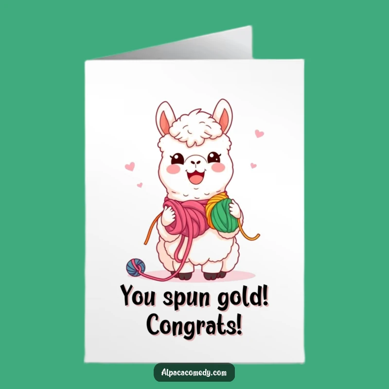 Free Printable Congrats Card: Sweet Kawaii Alpaca Yarn Share, Downloadable Gift