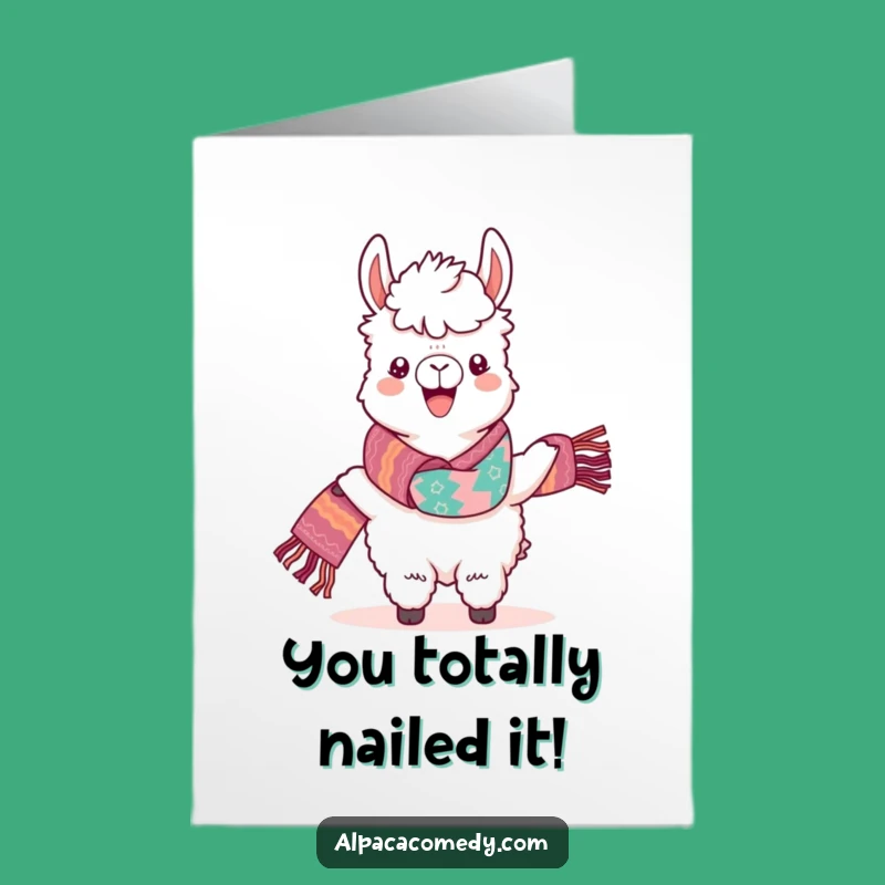 Free Printable Kawaii Alpaca Scarf Card: Congrats Downloadable Gift for Any Achievement
