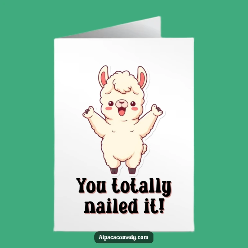 Free Printable Alpaca Congrats Card: Victory Cheer, Downloadable Celebration Art