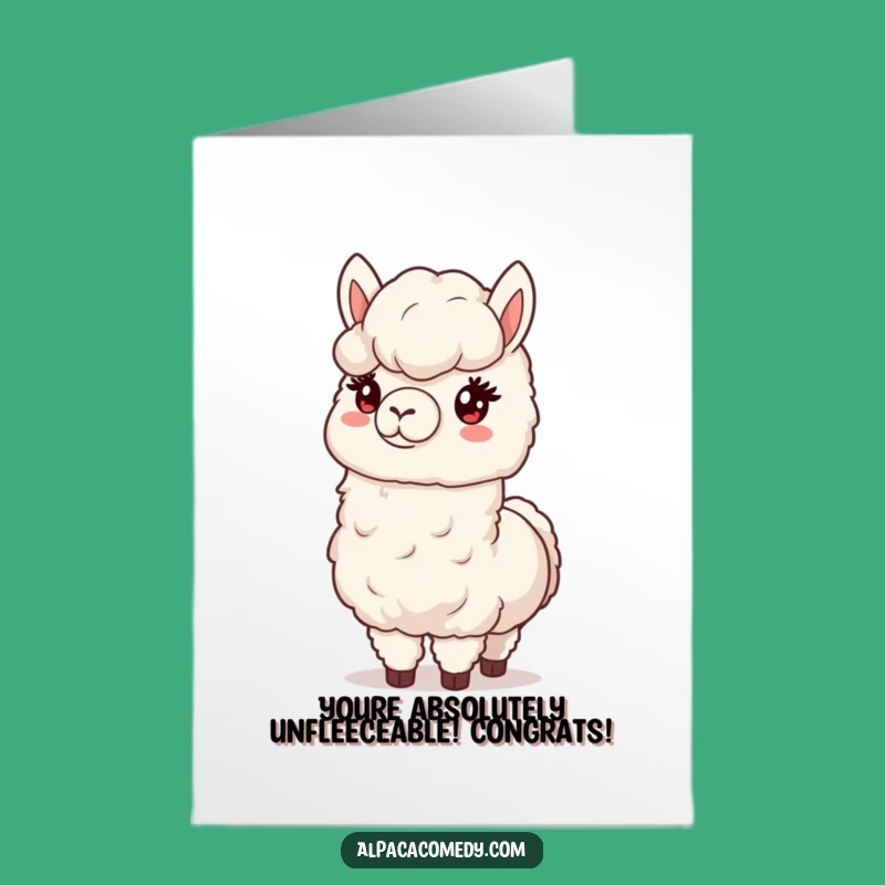 Free Printable Alpaca Congrats Card: Fluffy Wool Llama Celebration Downloadable