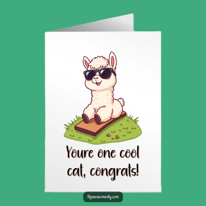 Free Printable Alpaca Congrats Card: Cool Sunglasses Alpaca for a Chill Downloadable Gift