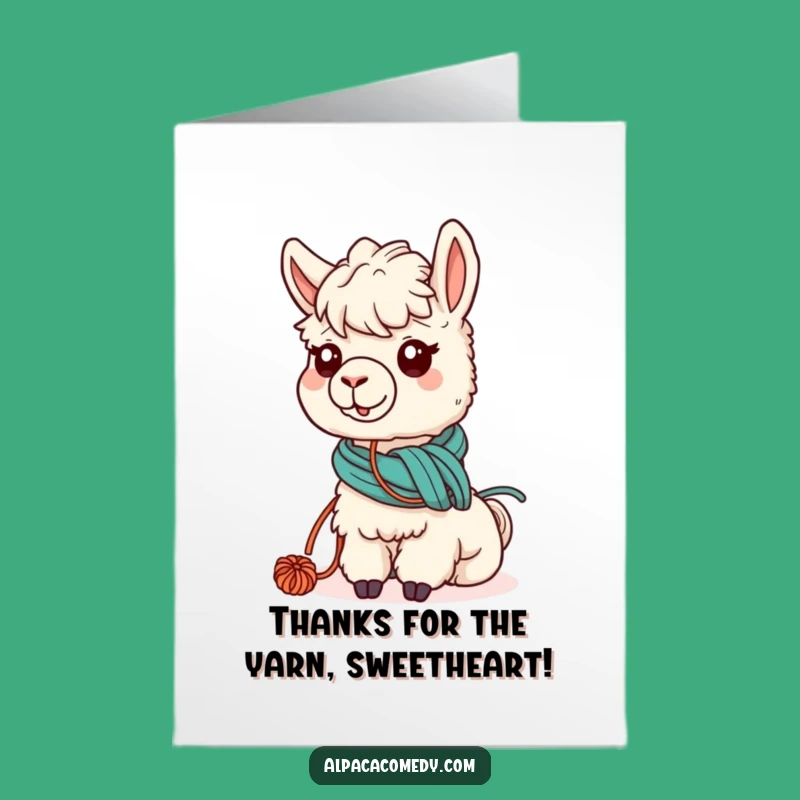 Free Printable Alpaca Thank You Card: Kawaii Yarn Alpaca for a Heartfelt Downloadable Gift