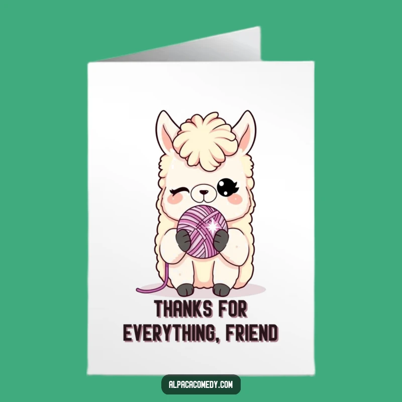 Free Printable Alpaca Thank You Card: Witty Yarn Ball Design for a Sweet, Downloadable Gift