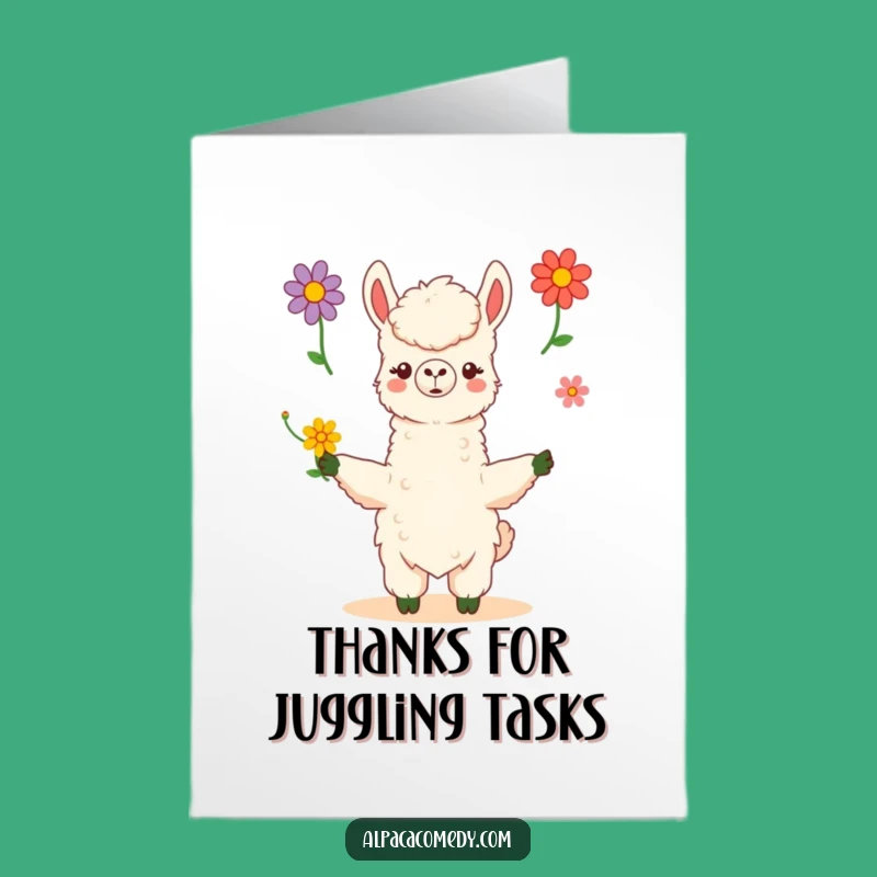 Free Printable Thank You Alpaca Card - Juggling Blooms