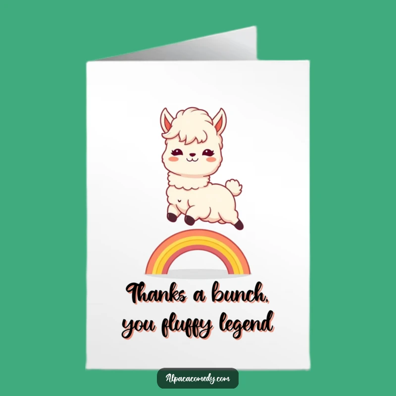 Free Printable Thank You Card: Funny Kawaii Alpaca Rainbow Leap, Downloadable Gift