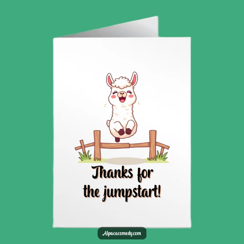 Free Printable Thank You Card: Leaping Alpaca Gratitude - Funny Downloadable Gift