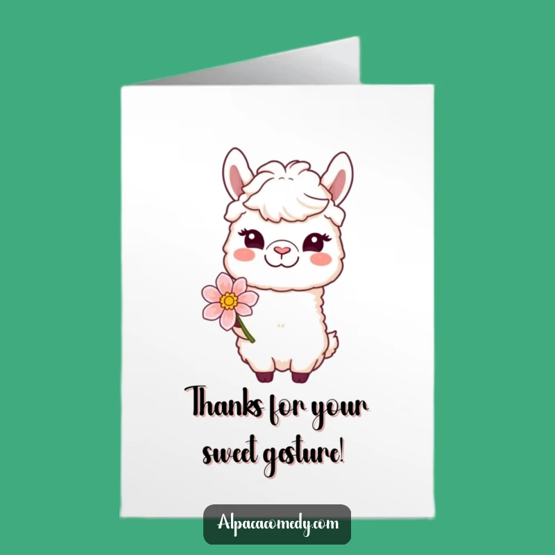Free Printable Thank You Card: Winking Alpaca Bloom - Funny Downloadable Gift