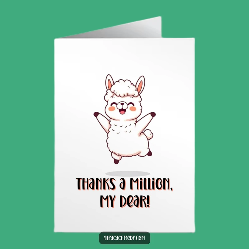 Free Printable Alpaca Thank You Card: Jumping Alpaca for a Cheerful Downloadable Gift