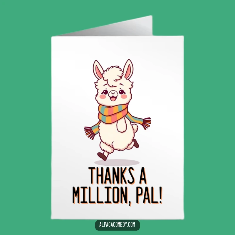 Free Printable Thank You Card: Skippy Alpaca Thanks - Funny Downloadable Gift