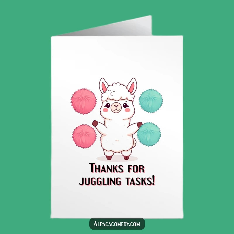 Free Printable Alpaca Thank You Card: Juggling Gratitude, Downloadable & Quirky