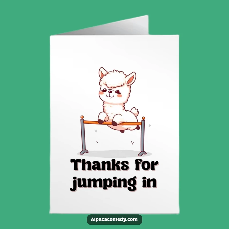 Free Printable Funny Alpaca Thank You Card: Hurdle Leap Gratitude