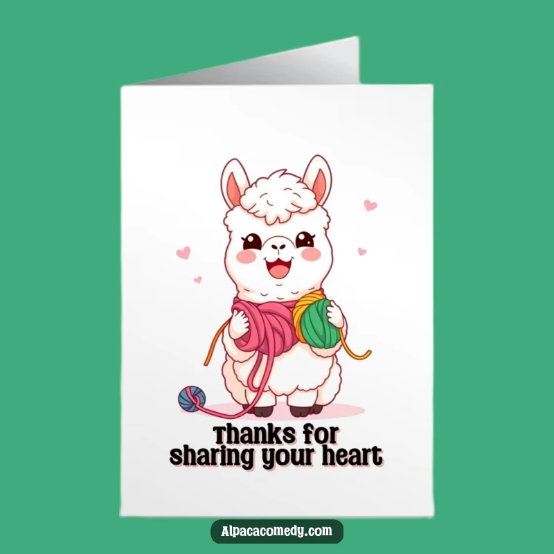 Free Printable Thank You Card: Kind Kawaii Alpaca Yarn Share, Downloadable Gift